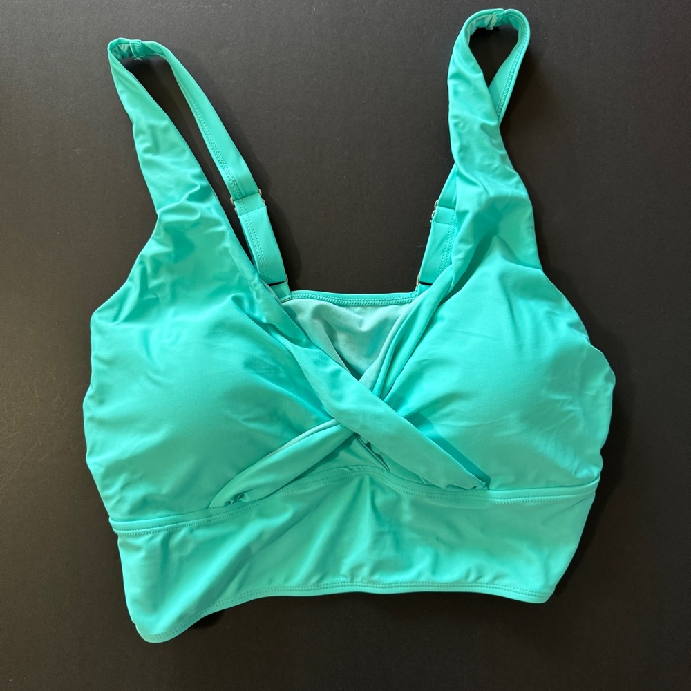 Grapent Women's Teal Turquoise Twist-Front Swim Bikini Top